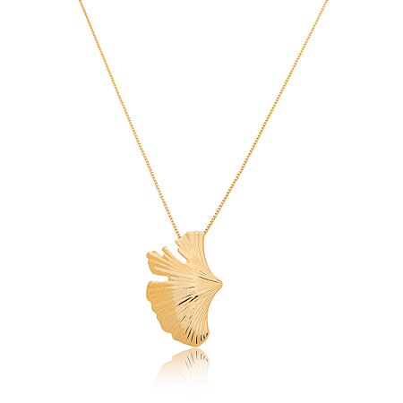 Colar com pingente liso banho em ouro 18k