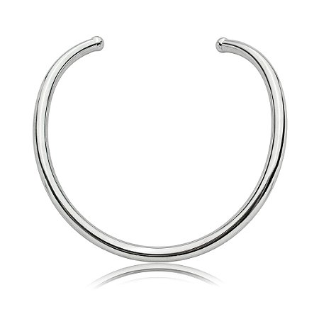 Colar de aro liso banho em ródio branco