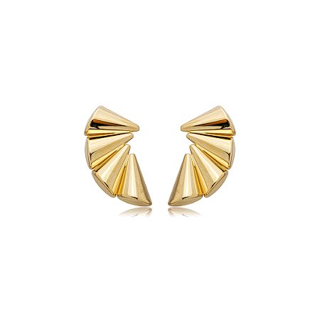 Brinco orgânico liso banho em ouro 18k