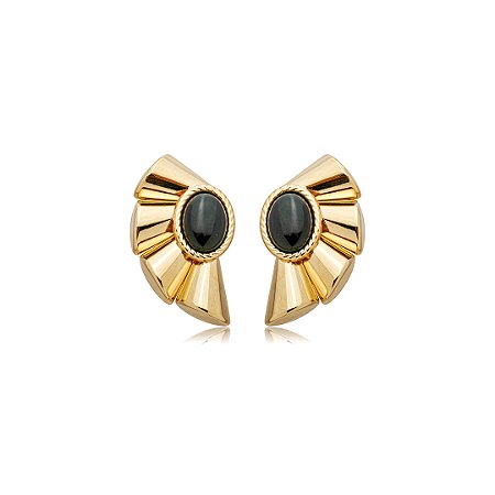 Brinco orgânico esmaltado banho em ouro 18k