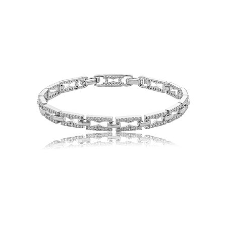 Pulseira cravejada de zircônia cristal banho em ródio branco