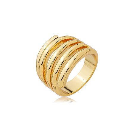 Anel dourado liso banho em ouro 18k