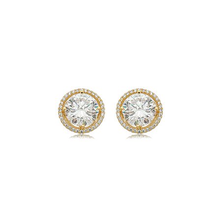 Brinco de base cravejado de zircônia cristal banho em ouro 18k