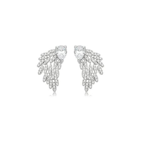 Brinco de base cravejado de zircônia cristal banho em ródio branco