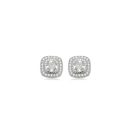 Brinco de base cravejado de zircônia cristal banho em ródio branco