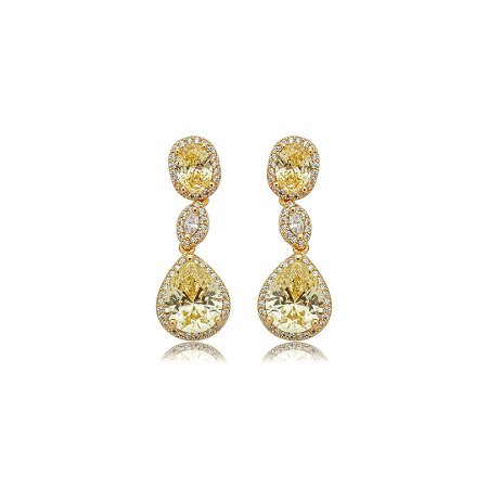 Brinco cravejado de zircônia yellow fancy banho em ouro 18k
