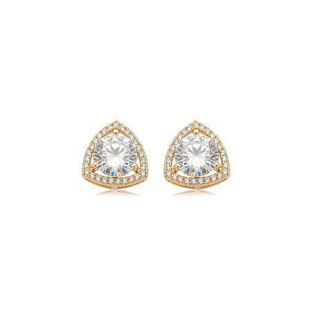 Brinco de base cravejado de zircônia cristal banho em ouro 18k