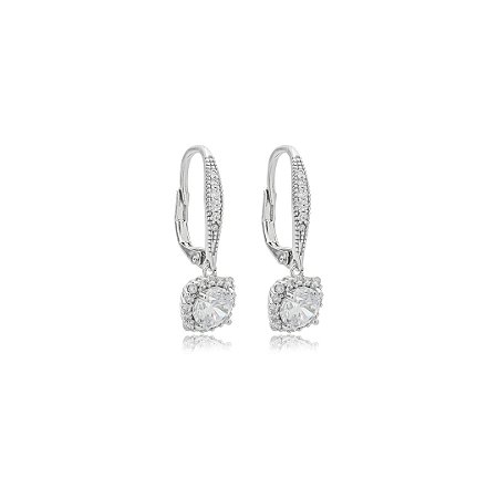 Brinco de argola cravejado de zircônia cristal banho em ródio branco