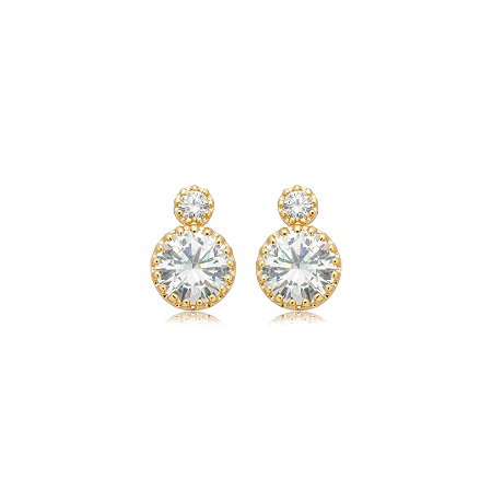 Brinco cravejado de zircônia cristal banho em ouro 18k