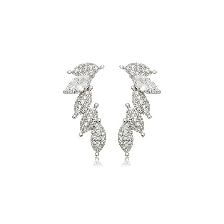 Brinco ear cuff cravejado de zircônia cristal banho em ródio branco