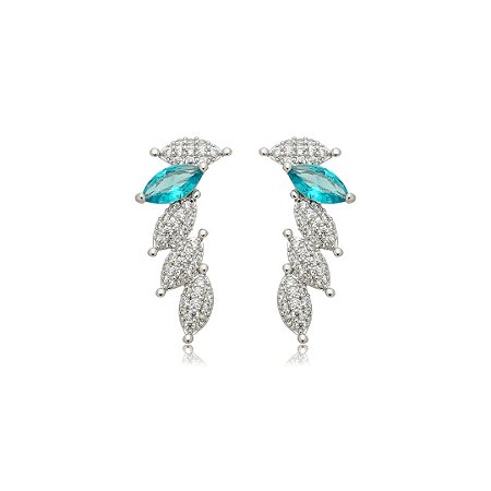 Brinco ear cuff cravejado de zircônia cristal banho em ródio branco