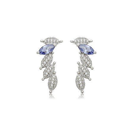 Brinco ear cuff cravejado de zircônia cristal banho em ródio branco