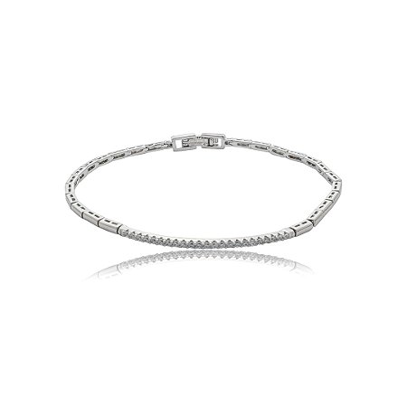Pulseira cravejada de zircônia cristal banho em ródio branco