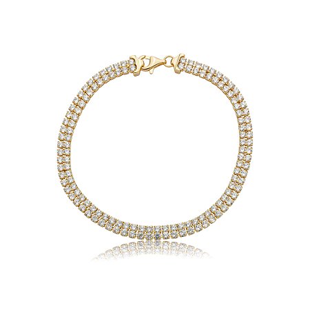 Pulseira cravejada de zircônia cristal banho em ouro 18k