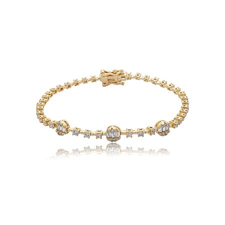 Pulseira cravejada de zircônia cristal banho em ouro 18k
