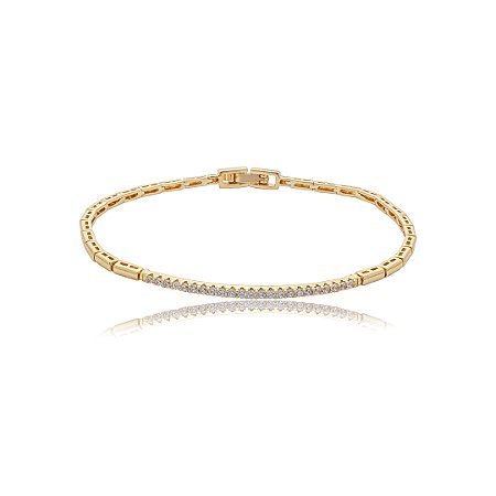 Pulseira cravejada de zircônia cristal banho em ouro 18k