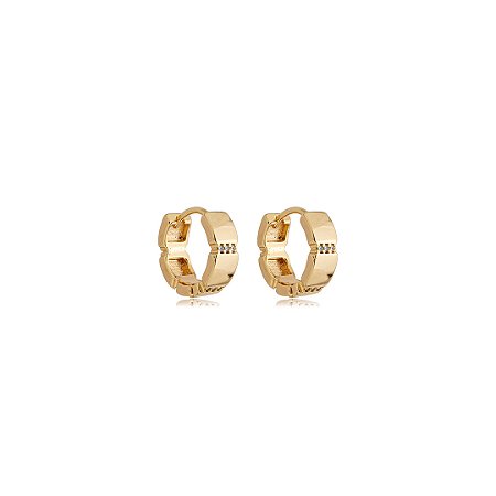 Brinco de argola cravejado de zircônia cristal banho em ouro 18k