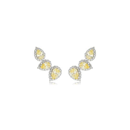 Brinco ear cuff cravejado de zircônia yellow fancy banho em ródio branco