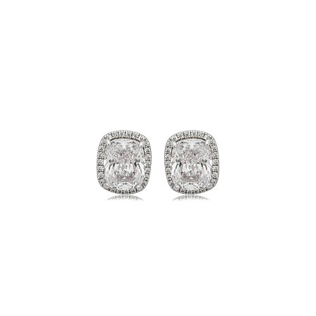 Brinco de base cravejado de zircônia cristal banho em ródio branco