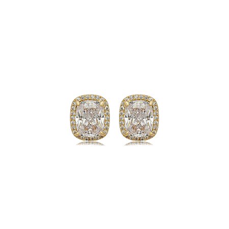 Brinco de base cravejado de zircônia cristal banho em ouro 18k