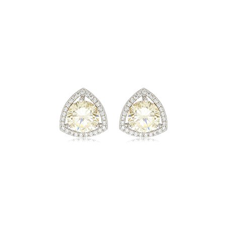 Brinco de base cravejado de zircônia yellow fancy e cristal banho em ródio branco