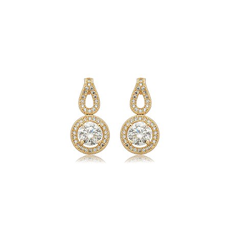 Brinco cravejado de zircônia cristal banho em ouro 18k
