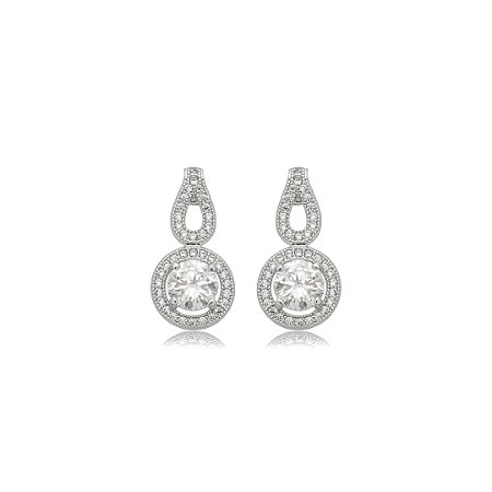 Brinco cravejado de zircônia cristal banho em ródio branco
