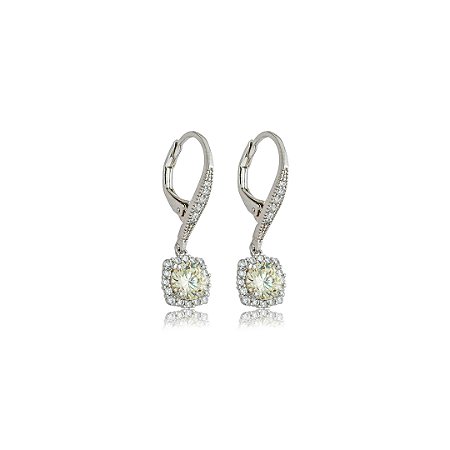 Brinco argola cravejado de zircônia yellow fancy e cristal banho em ródio branco