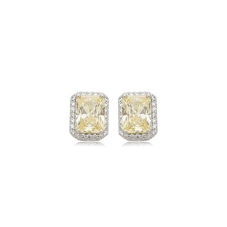 Brinco de base cravejado de zircônia yellow fancy e cristal banho em ródio branco