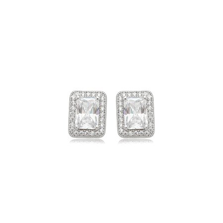 Brinco de base cravejado de zircônia cristal banho em ródio branco