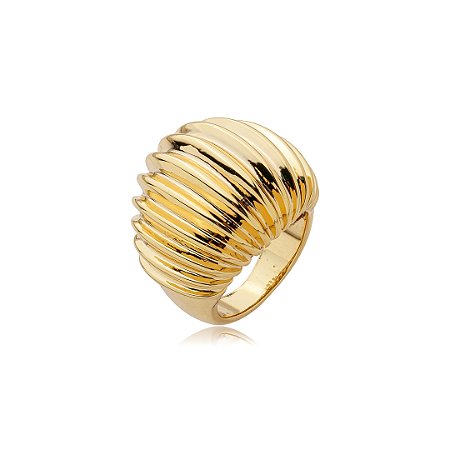 Anel dourado liso banho em ouro 18k