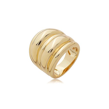 Anel dourado liso banho em ouro 18k