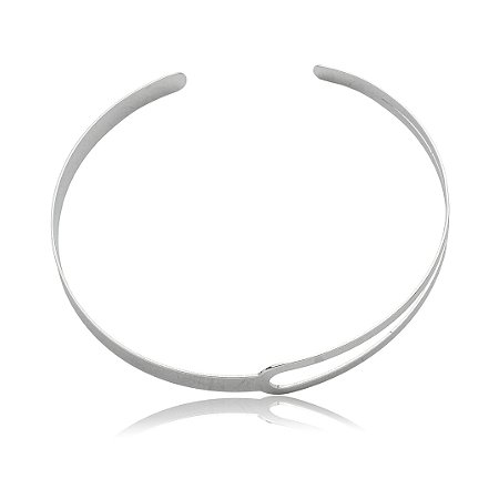 Colar de aro banho em ródio branco