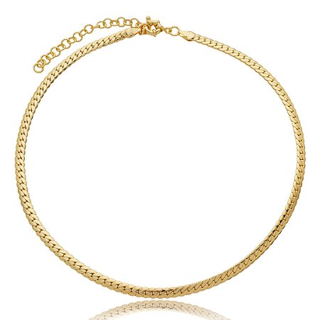 Colar de corrente liso banho em ouro 18k