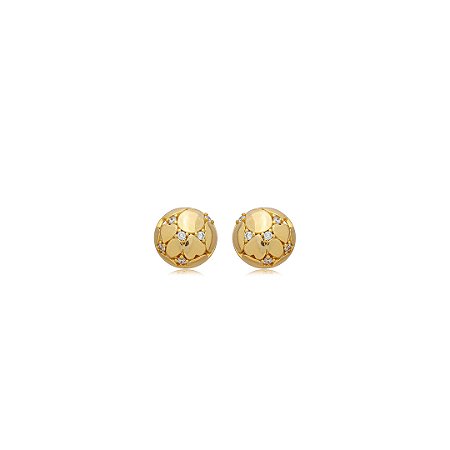 Brinco de base cravejado de zircônia cristal banho em ouro 18k