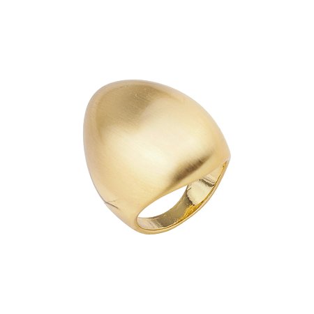Anel dourado liso acetinado banho em ouro 18k