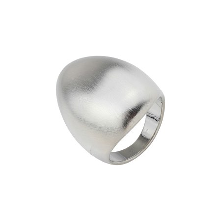 Anel liso acetinado banho em ródio branco