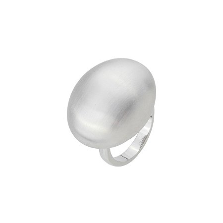 Anel liso acetinado banho em ródio branco