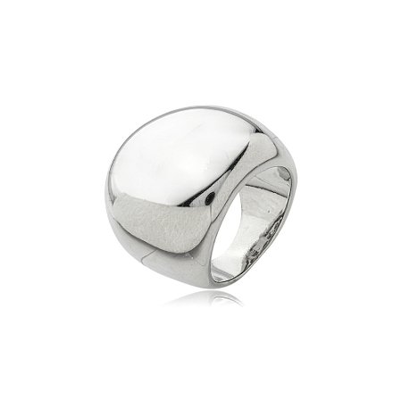 Anel liso banho em ródio branco
