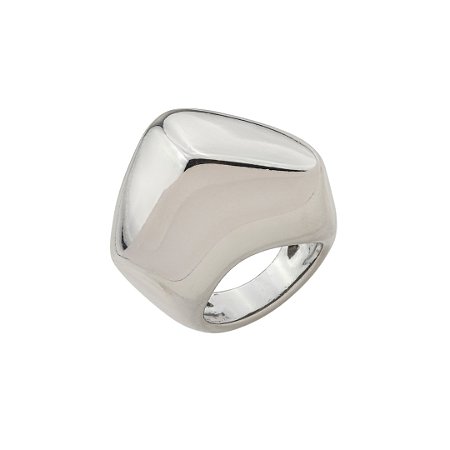 Anel liso orgânico banho em ródio branco