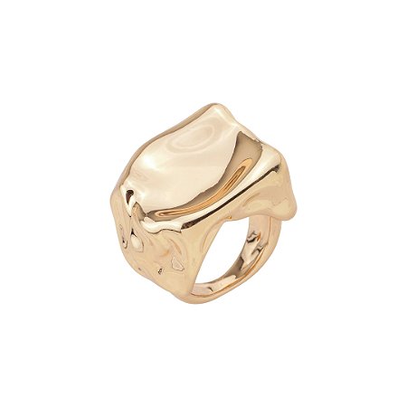 Anel dourado liso orgânico banho em ouro 18k