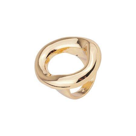 Anel dourado liso orgânico banho em ouro 18k