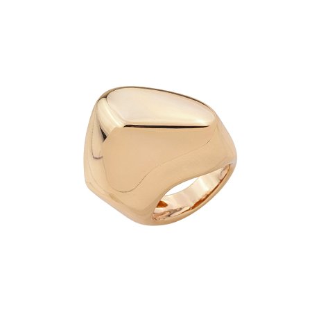 Anel dourado liso orgânico banho em ouro 18k