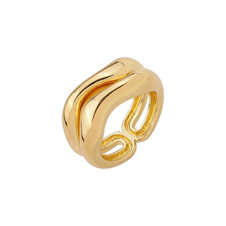Anel dourado liso banho em ouro 18k