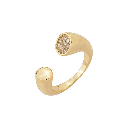 Anel cravejado de zircônia cristal banho em ouro 18k