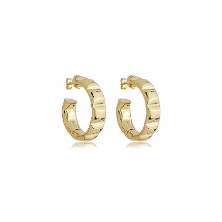 Brinco de argola liso banho em ouro 18k