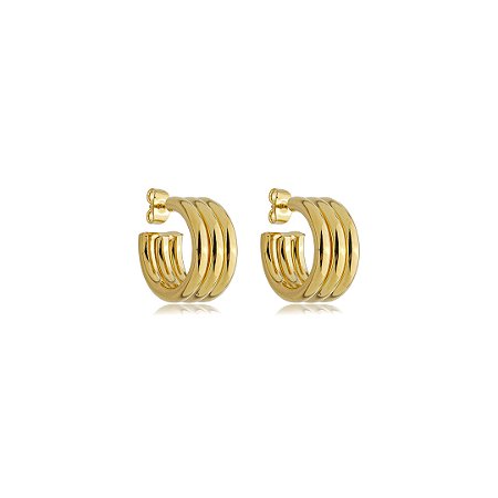 Brinco de argola liso banho em ouro 18k
