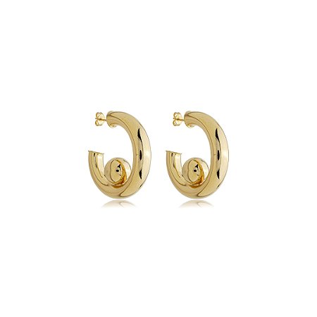 Brinco de argola liso banho em ouro 18k