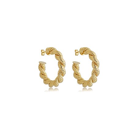 Brinco de argola liso banho em ouro 18k