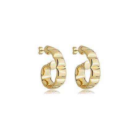 Brinco de argola liso banho em ouro 18k